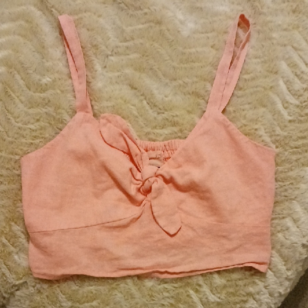 Peach Tie-Front Crop Top